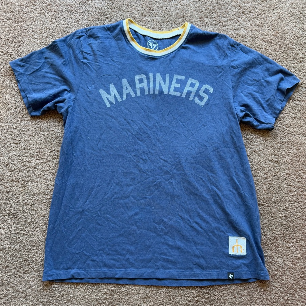47 Brand Mariners Navy Short Sleeve Tee with Yellow Trim